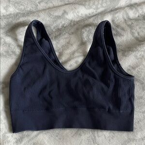Aerie Dark Blue Ribbed Sports Bra